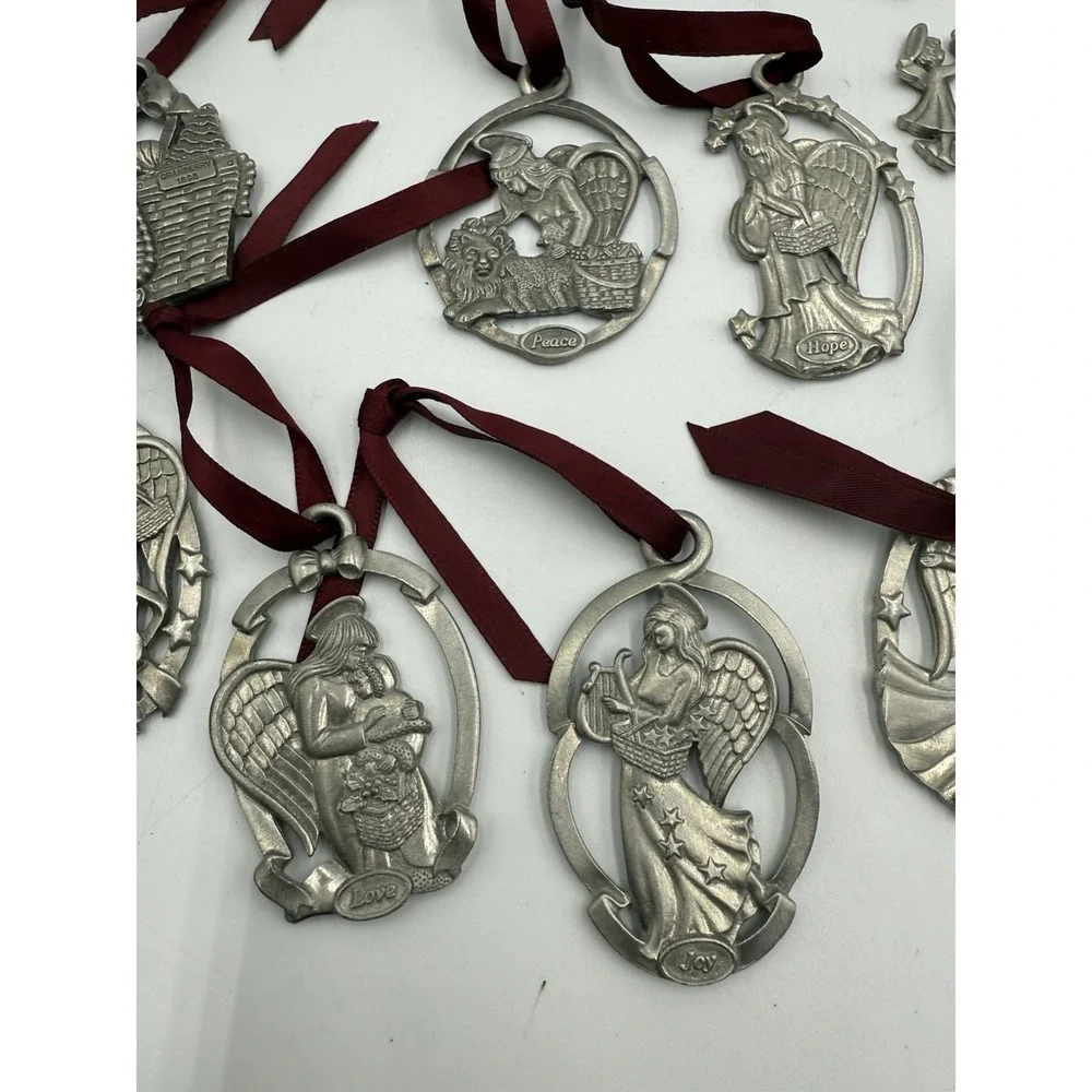 Longaberger Baskets Pewter Angels Joy Love Friendship Peace Christmas Lot Of‎ 8